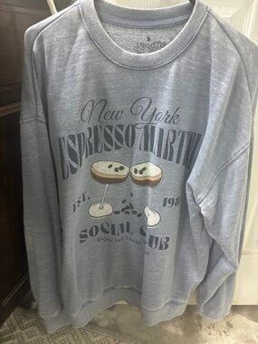 Light Blue New York Espresso Martini Graphic Crewneck Sweatshirt